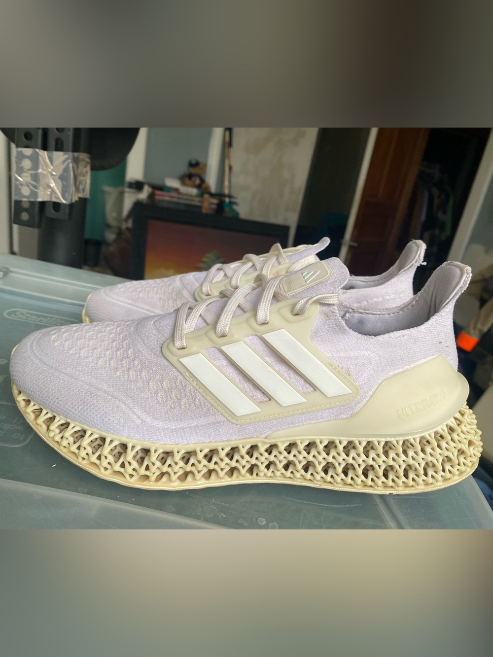 Adidas Mens Ultra 4DFWD HP7598 White Running Shoes Sneakers Size 7.5